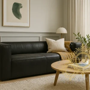 Brann 3-Seater sofa — Diesel Black full-grain leather, lifestyle setting