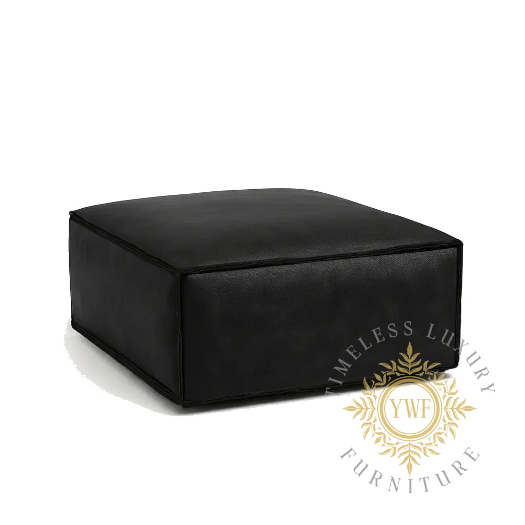 Brann Ottoman — Diesel Black (full-grain leather) glamour shot