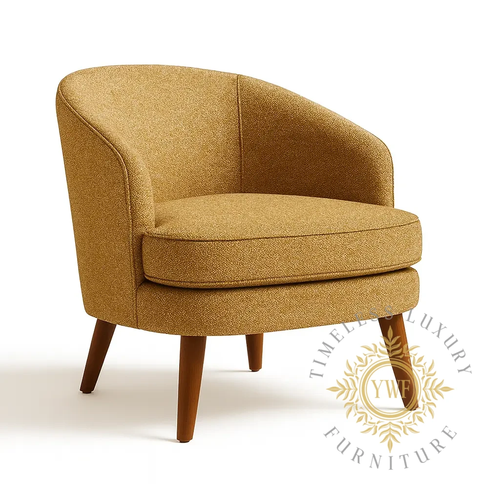 Noelle Barrel Chair — Matica Oak fabric (glamour white background) — YWF