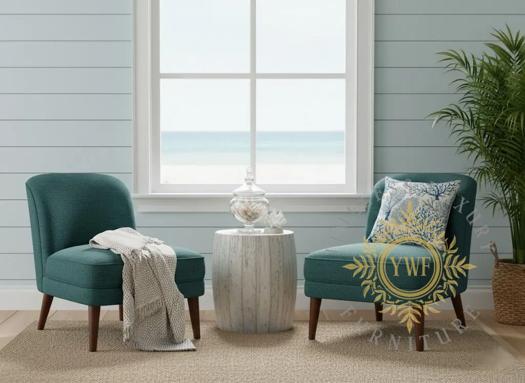 Aveline Sipper chair coastal nautical lifestyle shot Deep Sea 1