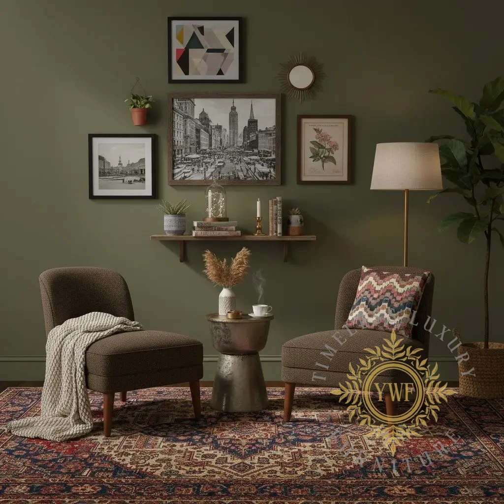 Aveline Sipper chair eclectic lifestyle shot Coffee 1